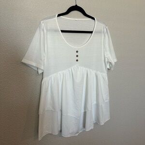 White Women's Top with Button Detail